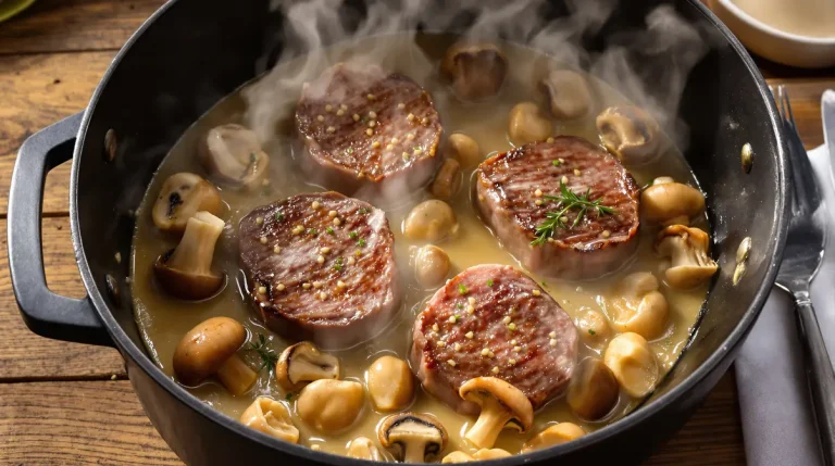 Filet mignon aux champignons et moutarde, fondant et crémeux, prêt en seulement 30 minutes